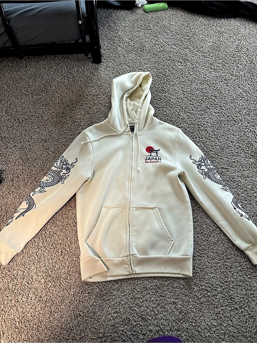 Japan Graphic Zip Hoodie in Cream Good